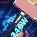 Black Chubby - Special Black Samurai Edition Durable 240W Fast Charging Cable Ultra-Thick Silicone USB C Cable for iPhone 16/15 Series iPad MacBook Galaxy Series, Type C to Type C, 0.32FT