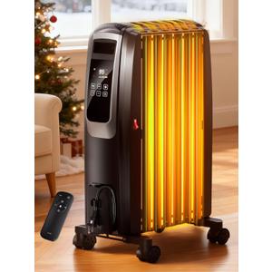 Uthfy Oil Filled Radiator Heater, Electric Radiant Heater With Remote Control, Thermostat, 4 Mode, 24H Timer, Safety Protection, Energy Efficient Space Heaters For Indoor Use Large Room, Bedroom