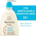 Aveeno Baby Daily Moisture Gentle Body Wash & Shampoo with Oat Extract, 2-in-1 Baby Bath Wash & Hair Shampoo, Tear- & Paraben-Free for Hair & Sensitive Skin, Lightly Scented, 18 fl. oz