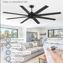 72 Inch Ceiling Fan no Light, Black Ceiling Fan with Remote, 6-Speeds, Quiet Reversible DC Motor, Industrial Ceiling Fans without Lights for Living Room, Garage, Patio, Indoor/Outdoor Use
