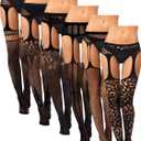 Skylety 6 Pairs Fishnet Stockings for Women, XXXL-XXXXL, Black