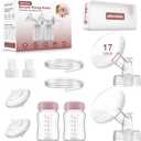 Pump Parts Compatible with Spectra S1/S2/9Plus Breastpump, Full Set Replacement Parts for Spectra Include 17mm Flange,Duckbill Valve,Backflow Protector,Tube,Bottle, Not Original Accessories