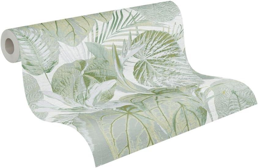 Livingwalls Wallpaper Jungle Design - Green, Gray - Tropical Wallpaper 395.99in x 20.87in Made in Germany - 393554