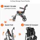 Transport Wheelchair Lightweight Foldable with Telescopic Handle, Portable Folding Wheelchair with Hand Brakes, Compact Travel Wheelchair for Adults & Seniors, Easy Storage,Only 22LBS (Orange)
