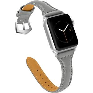 OULUCCI Leather Bands Compatible Apple Watch Bands For Women 38mm 40mm 41mm 42mm 44mm 45mm 46mm 49mm, Top Grain Leather Band Replacement Strap for iWatch Ultra SE SE2 Series 11 10 9 8 7 6 5 4 3 2 1 (Grey)