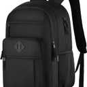 ZUBOND Unisex Black Backpack for School, Lightweight Boys Girls Backpack Fits 17.3 Inch Notebook, Water Bottle Pocket - Ideal for Teens, College Students, Adults