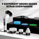 Electric Spin Scrubber for Bathroom: Shower Scrubber with Long Handle, Dual Speed Cordless Power Cleaning Scrub, 7 Brush Heads, IPX7 Waterproof Heavy Duty Cleaner Tools for Tub Tile Grout Wall