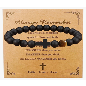 Teen Girl Boys Mens Gifts, Natural Stone Cross Bracelets Trendy Stuff Inspirational Gifts Ideas Bracelet&Card Inspirational gifts for Daughter Son, Husband-Birthday Graduation Retirement Christmas