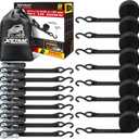 XSTRAP STANDARD Ratchet Tie Down Straps 8PK 1'' x 10 ft - 900 LB Break Strength Cargo Straps for Moving Appliances, Lawn Equipment, Motorcycle (Black), 8pk 1inchx10ft