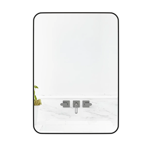 Manocorro Wall Mirror Bathroom Mirror, 20 x 28 Inch Black Rectangular Mirror with Aluminum Alloy Frame, Rounded Corner Hanging Mirror Decor for Entryway, Bedroom, Living Room