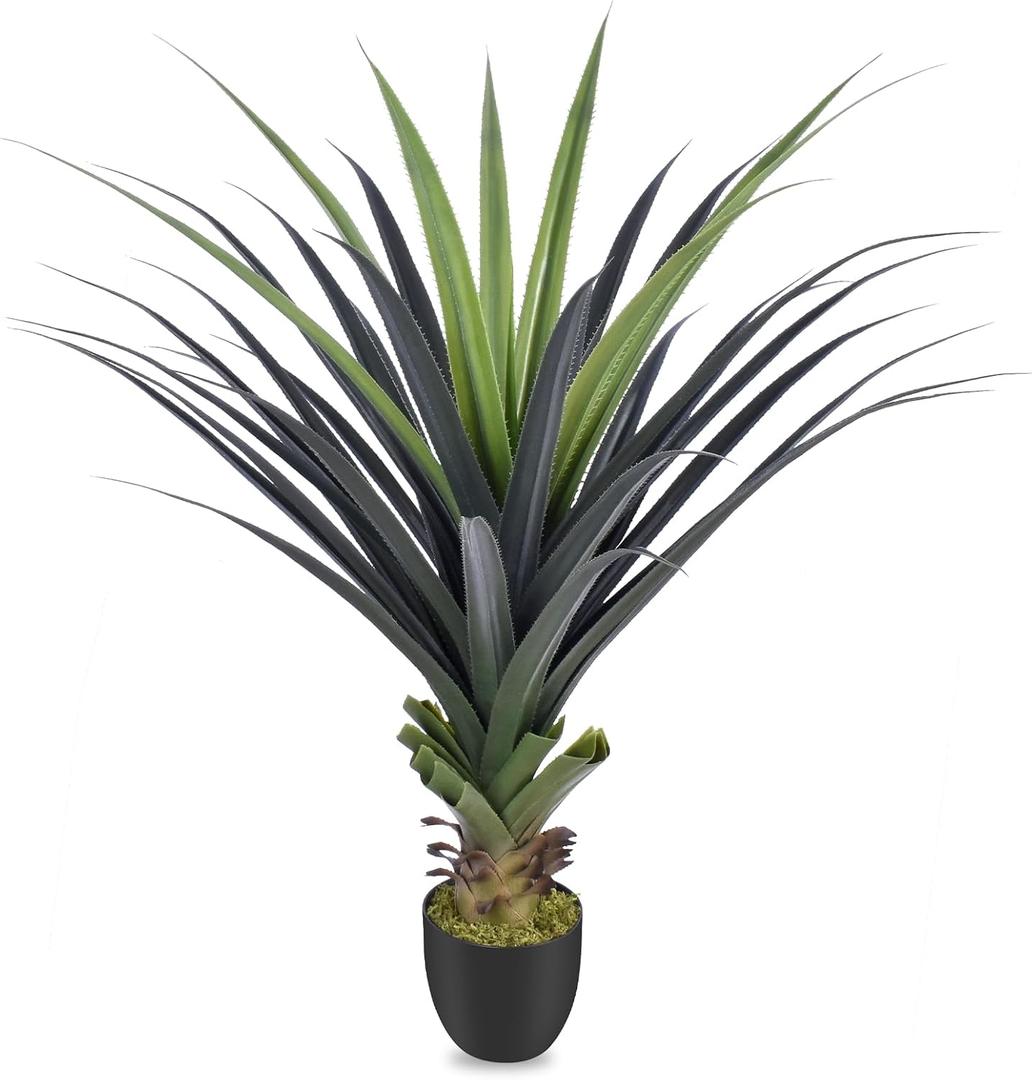 4ft Artificial Spiked Agave Plant, 48" Faux Agave Plants Indoor Small Floor Plant Perfect for Front Porch, Patio, Indoor Outdoor Home, Office Decor