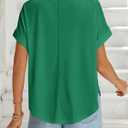 Tankaneo Womens Summer Tops Striped Oversized Short Sleeve Crew Neck Color Block Casual T Shirts Loose Basic Tee Blouses (Green, L)