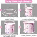 Portable Bathtub, Foldable Bathtub for Kids, Boys and Girls, Therapy Tub for Shower Stall Bathroom Fold Up Japanese Soaking Hot SPA Bath Tub, Outside Ice Bath 21.65''x23.62''(Ocean World Pink)