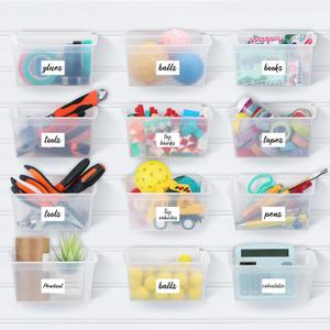 Mifoci 12 Pcs Storage Bins for PVC Slatwall Plastic Bin with Stickers Pens Slatwall Accessories for Organizing Hardware Craft Storage Tool Organizer Garage Craft Room Tool Shed(Clear)