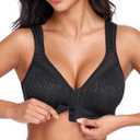HACI Women's Front Closure Posture Bra Full Coverage Back Support Wireless Comfy (Black, 46G)