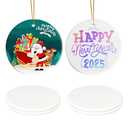 Sublimation Ceramic Ornaments, Round Porcelain Discs, Bulk Blanks for DIY Heat Press, Personalized Xmas Tree Ornament, White (4, Round) Pack of 4