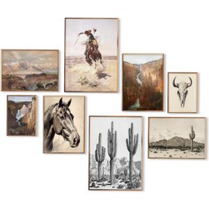 Western Decor Vintage Southwestern Wall Art,Farmhouse Wall Decor Vintage Cowboy Pictures,Boho Ranch Desert Southwestern Wall Decor Aesthetic,Classic Artwork Prints for Western Bedroom Bathroom Decor,Unframed