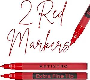 3 Pack of ARTISTRO 2 Red Acrylic Paint Markers - 3mm Medium-Tip Paint Pens - Perfect for Crafting, Art Projects, & More