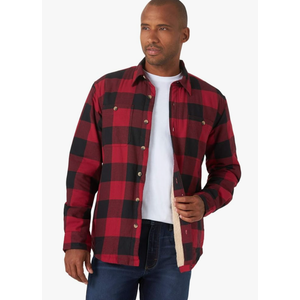 Wrangler Authentics Mens Long Sleeve Sherpa Lined Shirt Jacket, Size Large 