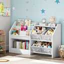 CHOEZON Kids Bookshelf with 3-Tier Oxford Fabric Slings and 4 Fabric Drawers, Toy Storage Organizer, Children's Bookcase, Toddler Bookshelf, for Kids' Room, Nursery, Bedroom, Playroom, White MCW19WB