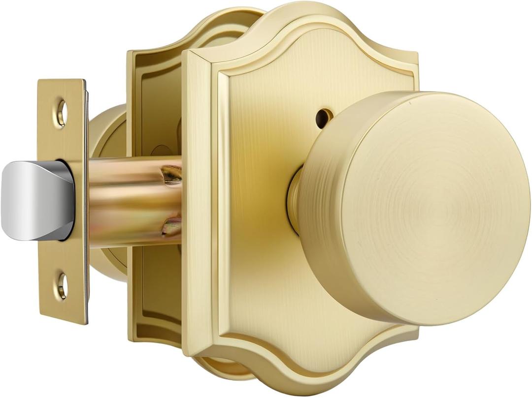 Haidms 1 Pack Brushed Gold Door Knobs Interior, Zinc Alloy Privacy Door Knob Heavy Duty, Gold Interior Door Knobs Bedroom