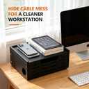Wooden Cable Management Box Sleek Cord Organizer & Power Strip Organzer Box Large Wire Hider for Power Strips, Chargers and Desk Cables Floor Cord Covers Neat Storage for, Routers and USB Hubs