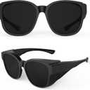 Goiteia Cataract Sunglasses for Light Sensitivity,Super Dark Fit Over Glasses for Post Eye Surgery,Large Wide Wrap Around