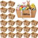 Pinkunn 150 Pcs Easter Basket for Gifts Empty DIY Bulk Party Gift Basket Kit with Handles Market Trays for Packages Wrapping Wedding Party Anniversary Display (16.14"L x 12.4"W x 12.2"H)