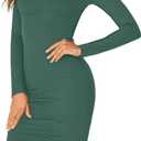 LYANER Women's Square Neck Long Sleeve Fall Elastic Knee Length Bodycon Bodice Mini Dress, Small, Dark Green
