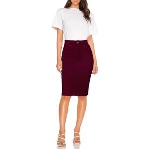 Hybrid & Company Women's Super Comfy Ultra Stretch Skirt Knee Length with Pockets (10)