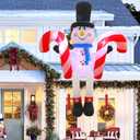 8FT Snowman Sitting on The Roof Outdoor Inflatable Decoration with LED Lights for Yard and Lawn Decorations at Christmas