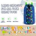WAWSAM Dinasour Large Mesh Beach Bag for Kids, Kids Drawstring Beach Backpack for Boys, Tote Mesh Beach Toys Bag, Swim Pool Toys Balls Storage Bags Gym Bag, Beach Toy Shells Organizer