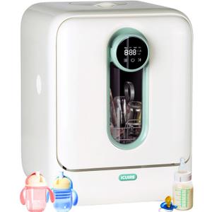 ICUIRE Baby Bottle Washer and Sterilizer and Dryer, 131-167°F High Temperature Sterilize for Baby Stuff, 3.2L Water Tank to Clean Bottles, Pump Part &Pacifiers&Bowl, Newborn Parents One-Hand Operation