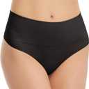 SPANXshape Everyday Shaping Thong - Core Control Shapewear Underwear - Invisible Under Clothes - Seamless Design (Medium, Black)