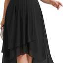 Ever-Pretty Plus Women's Sleeveless Halter A Line Pleated High Low Plus Size Wedding Guest Cocktail Dresses
 3XL