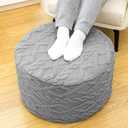 Pouf Ottoman Stuffed 20x20x12 Inches Floor Pouf Plush Fiber Ottoman Foot Rest Under Desk Foot Stool for Living Room Bedroom (Light Gray Pouf with Filler)