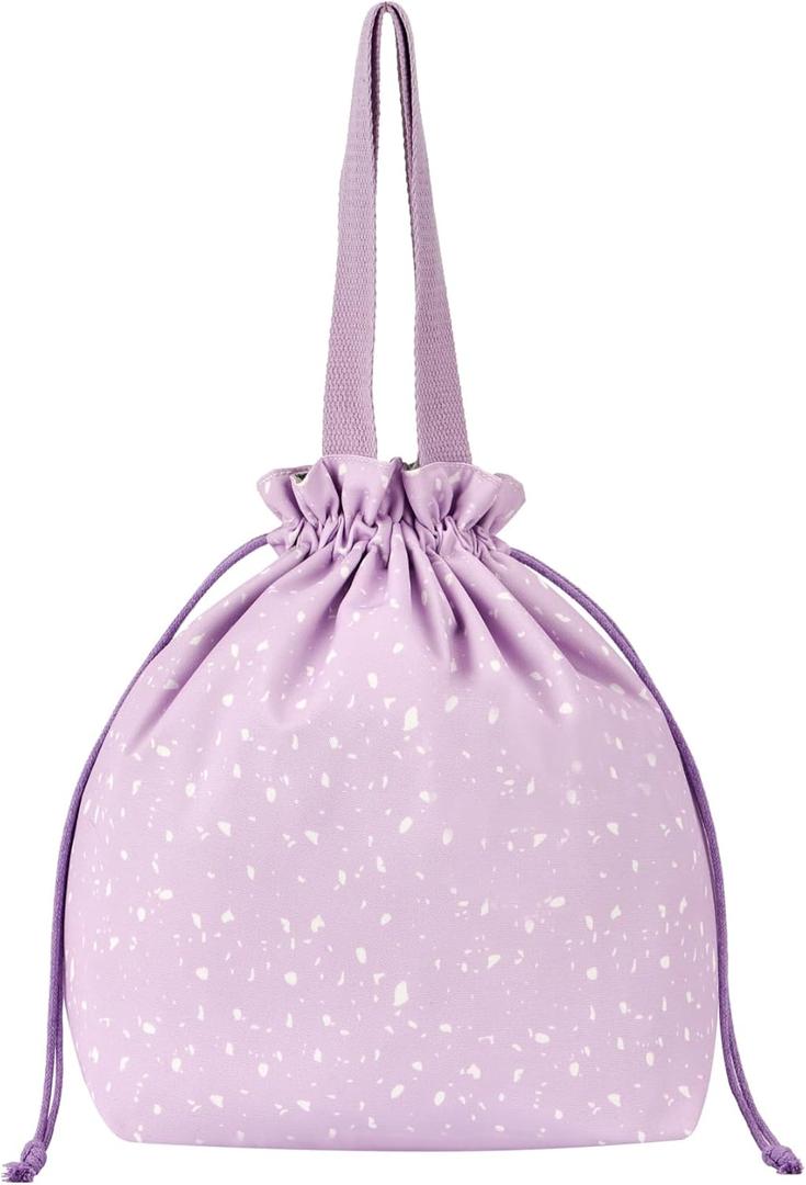 Reusable Small Lunch Bag,Drawstring Lunch Bag,Insulated Handbag Tote bag with Handle (Purple)