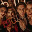 COOLJOY 3 Sizes Vampire Fangs Teeth with Adhesive Halloween Cosplay Props White Horror False Teeth Props Party Favors Masquerade Accessories Gift