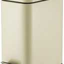1.3 Gallon Rectangular Small Steel Step Trash Can Wastebasket Stainless Steel Bathroom Slim Profile Trash Can 5 Liter Garbage Container Bin for Bathroom Bedroom Kitchen and Office Beige
