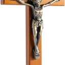 KUXBET Crucifix Wall Cross Wooden Jesus Christ Catholic Hanging Wall Cross for Home Decor 10 Inch Cross For Wall Golden Oak (10" L x 4.9" W)