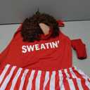 Red Fitness Instructor Costume Set - Adult Standard Size Workout Outfit (Includes Red Wig, Headband and Wristbands) - Ideal for Costume Parties, Gym Workout Sessions, Fitness Events & More, Pack of 3