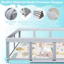 Fshibila 74" 50" Large Baby Playpen, Baby Playard for Babies and Toddlers, Play Pens for Indoor & Outdoor, Sturdy Safety Play Yard with Soft Breathable Mesh, Anti-Fall, Grey (with MAT)