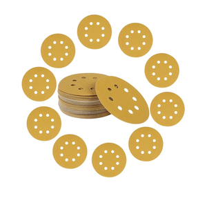 5-Inch 8-Hole Hook and Loop Gold Sanding Discs, Pack of 50 Sandpaper, 150-Grit