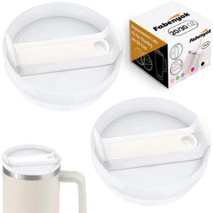 30 OZ Tumbler Lid Replacement Fit for Stanley Cup, 2 Pack Replacement Lids Fit for Stanley Travel Tumbler, Spill Proof Tumbler Covers for Stanley Cup Accessories (Opaque - White)