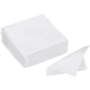 PATIKIL 3.15x3.15" Jewelry Cleaning Cloth, 100Pcs Individually Wrapped Double-Sided Microfiber Polishing Cloth for Silver Gold Brass Platinum Jewelry, White