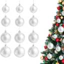 Hollowfly 12 Pcs White Pearl Christmas Ornaments for Tree Various Sizes Matte White Christmas Ball Ornaments for Home Decoration Thanksgiving Party DIY Gift