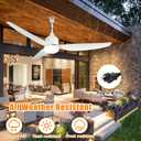 Depuley Outdoor Ceiling Fan with Light: 52 Inch Waterproof Gazebo Fans with Lights Outdoor Hanging - Plug in Remote App Control for Patio Indoor Farmhouse Porch - White 6 Speed Reversible DC Motor
