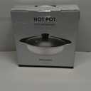 Hot Pot with Divider for Induction Cooker Dual Sided Soup Cookware Two-flavor Chinese Shabu Shabu Pot for Home Party Family Gathering, 4.5 Quart (White)