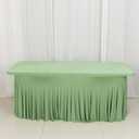 Efavormart Sage Green Wavy Spandex Fitted Rectangle 1-Piece Tablecloth Table Skirt, Stretchy Table Skirt Cover with Ruffles 6ft