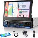 2026 Single Din Car Stereo with Wireless Apple CarPlay & Android Auto, 7-inch HD Motorized Flip Out Touchscreen Head Unit, Upgrade Type-C Fast Charge/USB/Bluetooth 5.1/DSP/AM/FM Radio Receiver